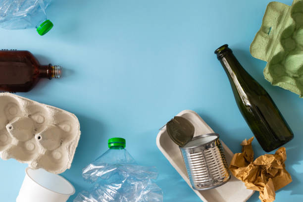 istock Environmental conservation concept - rubbish prepared for recycling, cardboard, plastic, metal, glass 1148860678