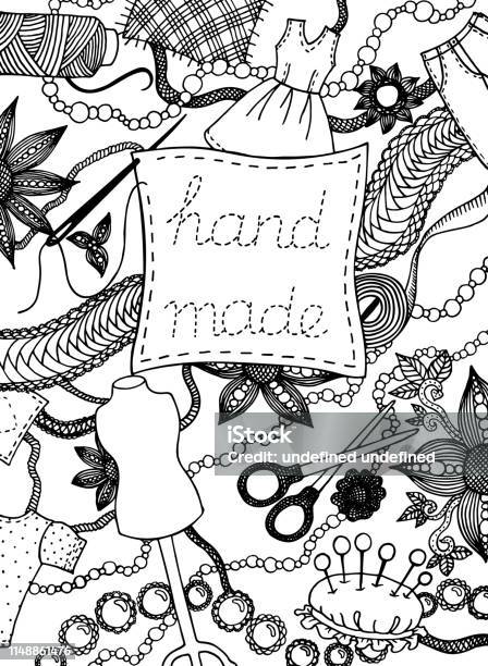 Hand Drawn Creative Occupation Backdrop Illustration With Different Sewing Items And Decoration Elements Vector Illustration Stock Illustration - Download Image Now