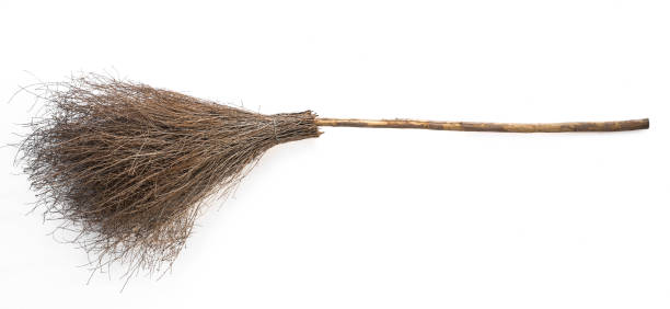 istock old broom for sweeping, Halloween broom for witch on a white background 1148862519