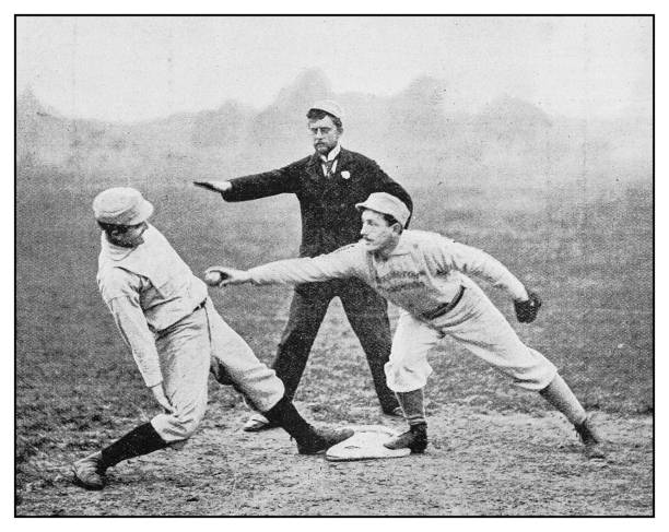 Antique photo: Baseball Antique photo: Baseball monochrome photos stock illustrations
