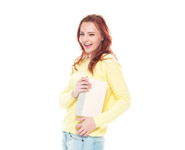 istock Cute female holding one book 1148863345