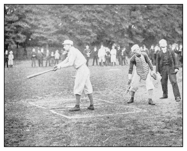 Antique photo: Baseball Antique photo: Baseball old baseball stock illustrations