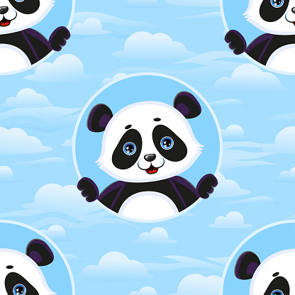Dễ Thương Panda Bear Round Avatar Mô Hình Liền Mạch Trên Nền Mây Bầu Trời  Xanh Hình Minh Họa Vector Hình minh họa Sẵn có - Tải xuống Hình ảnh Ngay bây
