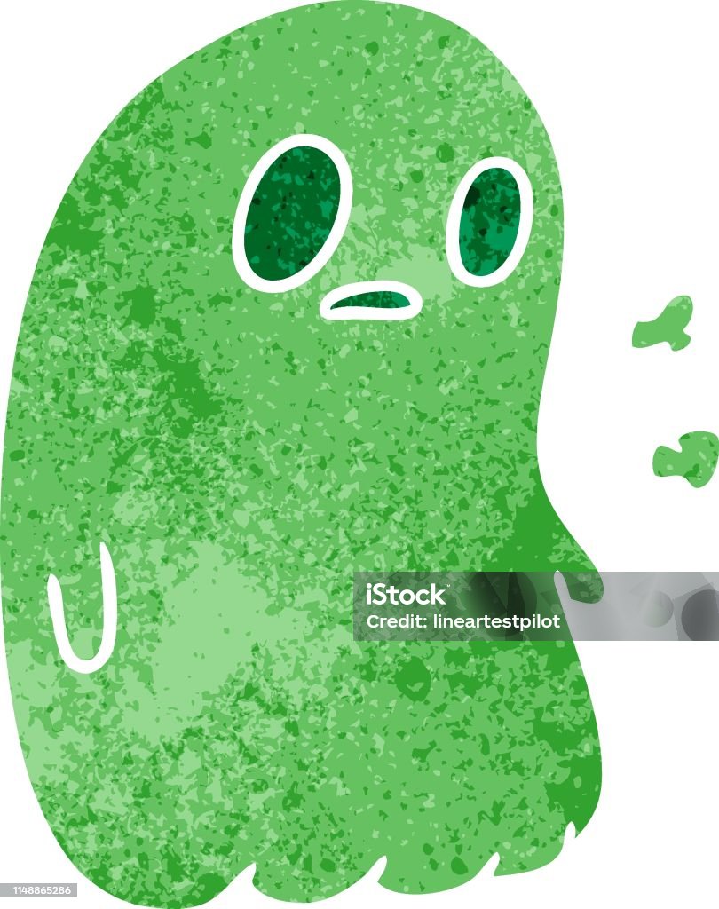 Phim Hoạt Hình Retro Của Một Con Ma Dễ Thương Kawaii Hình minh họa ...