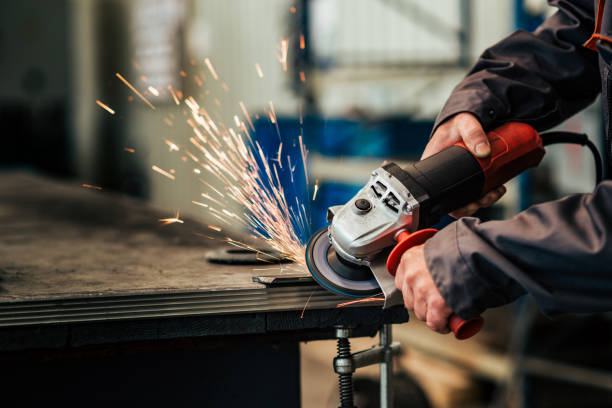 istock Close-up image of worker grinding metal. 1148868705