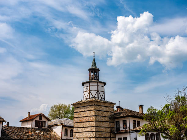 Old clock tower in Tryavna, Bulgaria. Beautiful sunny spring landscape in situated in Tryavna, Bulgaria. Pictures is taken with Panasonic GH5 camera.