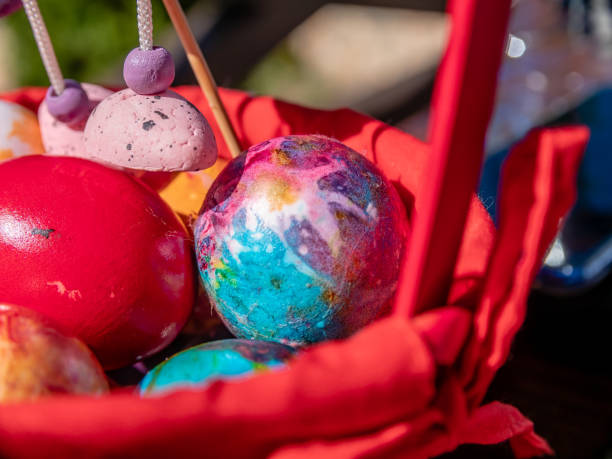 istock Basket full of colorful easter eggs close-up 1148869044