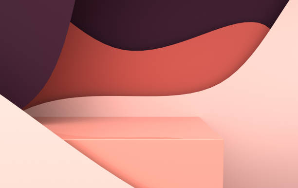 istock 3d rendered scene with paper waves and podium. Platform for product presentation, mock up background. Abstract composition in modern paper art style 1148874034