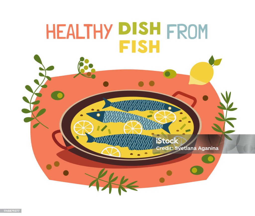 Culinary Fish Graphics Only Flat Hand Drawn Vector Fish Cooking Typography Poster Stock ...