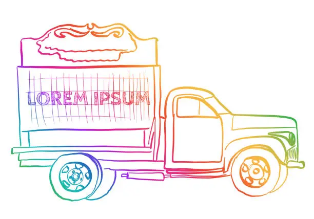 Vector illustration of Vintage Truck Advertising Rainbow