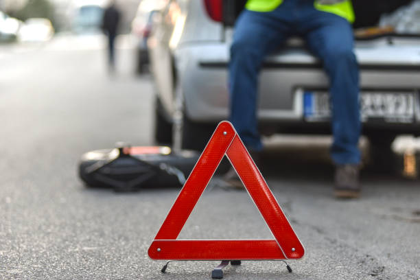 istock A broken tire on the car 1148883034
