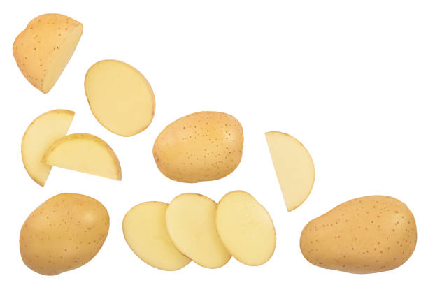 istock Young potato isolated on white background. Harvest new. Top view. Flat lay, Set or collection 1148884044