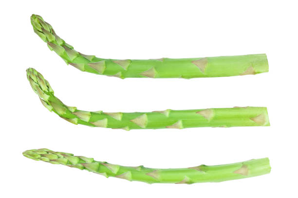 istock Fresh sprouts of asparagus isolated on white background. Top view. Flat lay 1148886455