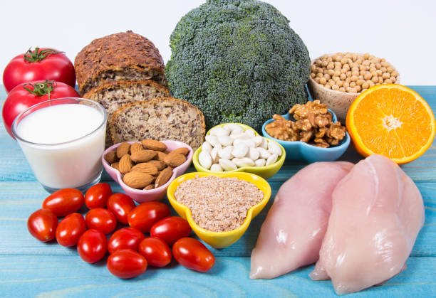 istock Nutritious ingredients and products containing vitamin B3 (PP, niacin) and other natural minerals, concept of healthy lifestyle and nutrition. 1148888502