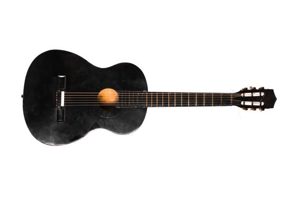 istock vintage black acoustic guitar isolated on white background 1148889108