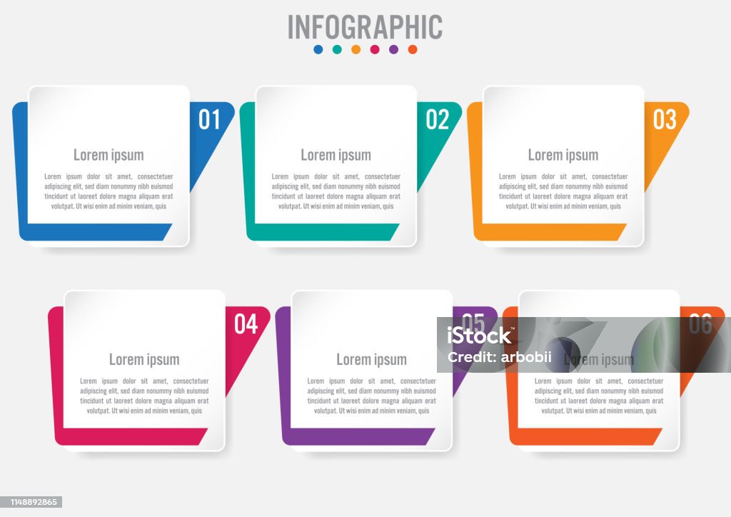 Rectangle Infographic Business Infographic Template With 6 Rectangular Shape Options Stock ...