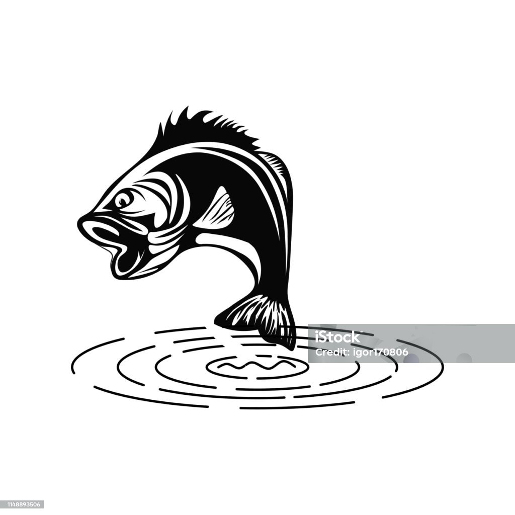 logo fish jumping out of fish, symbol of a fishing store logo fish jumping out of fish, symbol of a fishing store, fish club logo, vector image Fish stock vector