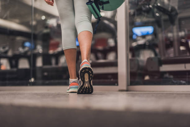 Close up of walking in gym.