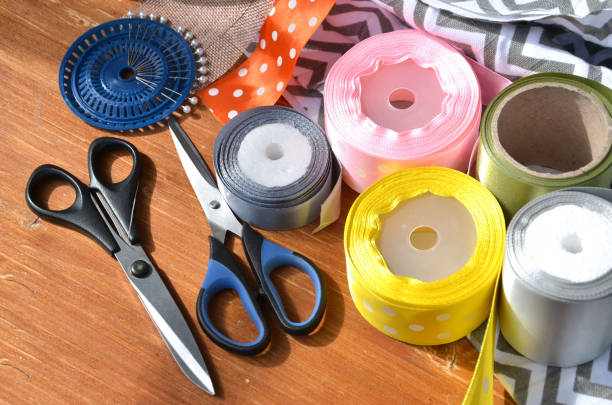 Spools of thread and measuring tape for sewing. See my other sewing photos: