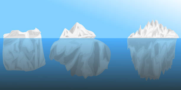 istock Three iceberg in the sea. Floaters with a large underwater part. Design element of polar nature. 1148910389
