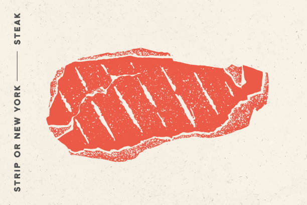 stek, strip czy nowy jork. - strip steak steak barbecue grill cooked stock illustrations