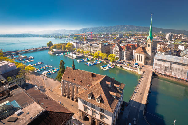 istock Zurich and Limmat river waterfront aerial view 1148911698