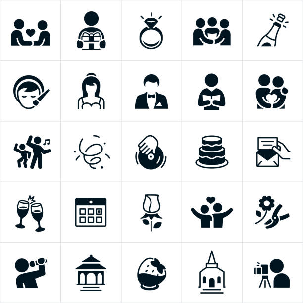 stockillustraties, clipart, cartoons en iconen met wedding iconen - ceremoniële make up