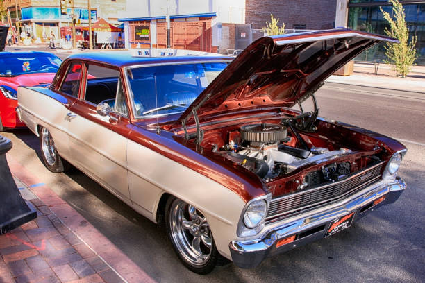 Customized 1966 Chevy Nova II with a 327 V8 Customized 1966 Chevy Nova II with a 327 V8 Chevrolet stock pictures, royalty-free photos & images