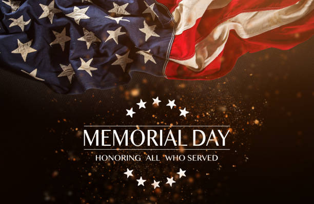 istock American flag with the text Memorial day. 1148916008
