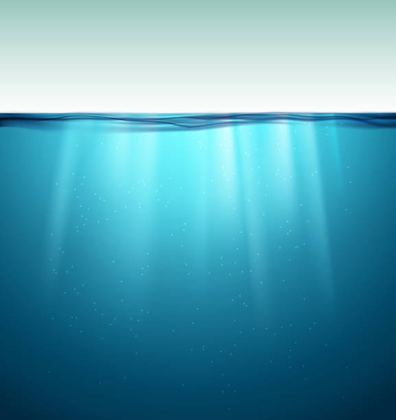 Underwater ocean surface. Blue water background. Clean nature sea underwater backdrop Underwater ocean surface. Blue water background. Clean nature sea underwater backdrop. underwater stock illustrations