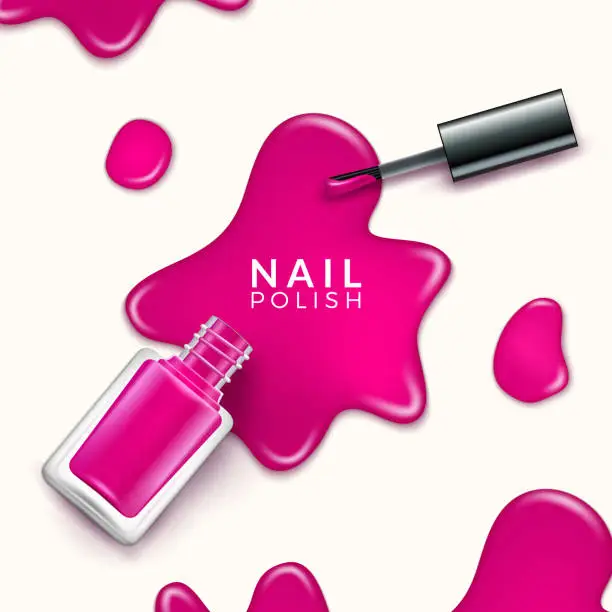 Vector illustration of Nail polish beauty paint drop. Cosmetic bottle makeup polish nail or manicure design