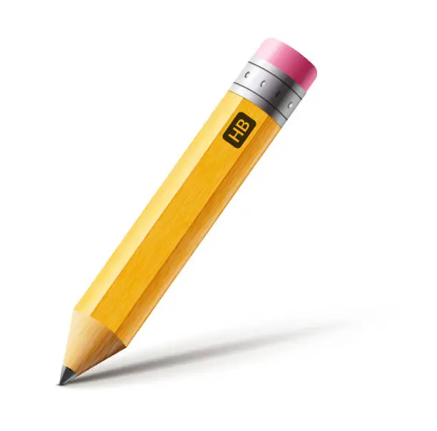 Vector illustration of Vector short yellow pencil, Realistic pencil isolated cartoon with rubber eraser