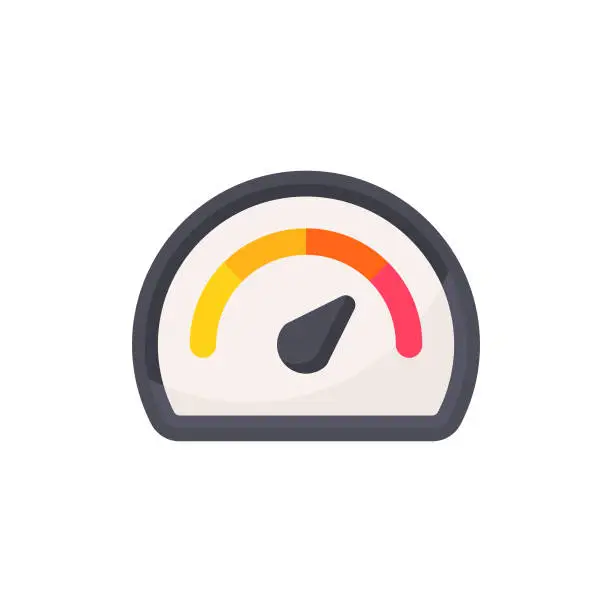 Vector illustration of Speedometer, Performance, Optimization Flat Icon. Pixel Perfect. For Mobile and Web.