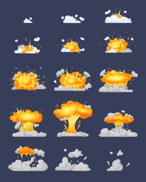 Frame Animation With Effect Of Burning Explosion Divided Into Frames Stock  Illustration - Download Image Now - iStock