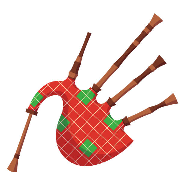 다채로운 전통 itonny 바람 뮤지컬 스코틀랜드 문화 악기 bagpipe. - bagpipe stock illustrations