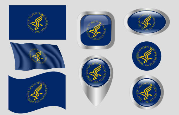 ilustrações de stock, clip art, desenhos animados e ícones de flag of the united states department of health and human services - department of health and human services