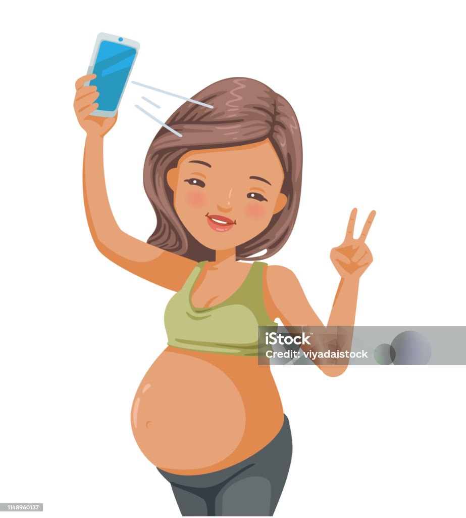 Chụp Ảnh Tự Sướng Của Phụ Nữ Mang Thai Hình minh họa Sẵn có - Tải ...