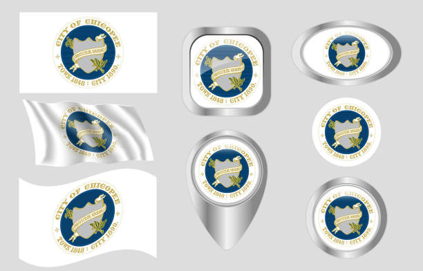 マサチューセッツ州チコピーの国旗 - chicopee点のイラスト素材／クリップアート素材／マンガ素材／アイコン素材