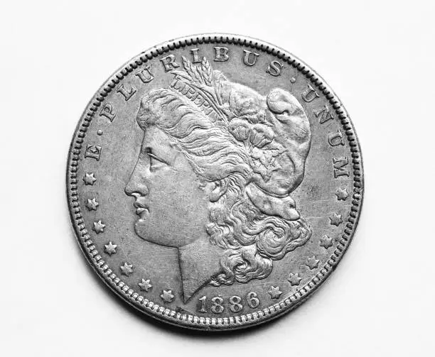 1886 US Morgan Silver Dollar.