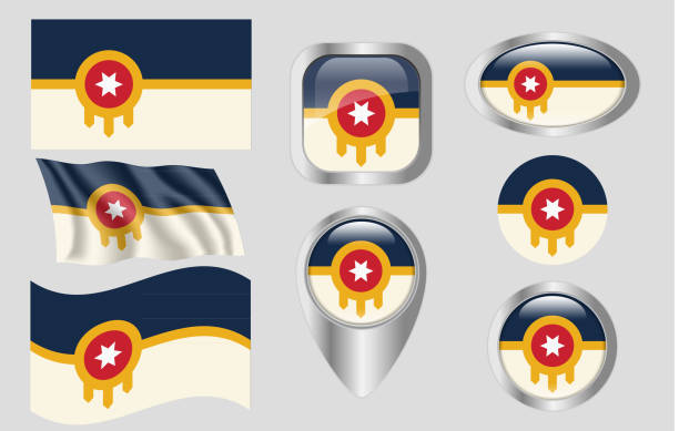 ilustraciones, imágenes clip art, dibujos animados e iconos de stock de bandera de tulsa - massachusetts flag state insignia