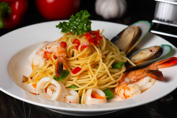 istock italian seafood saghetti with pasta with clams 1148968633