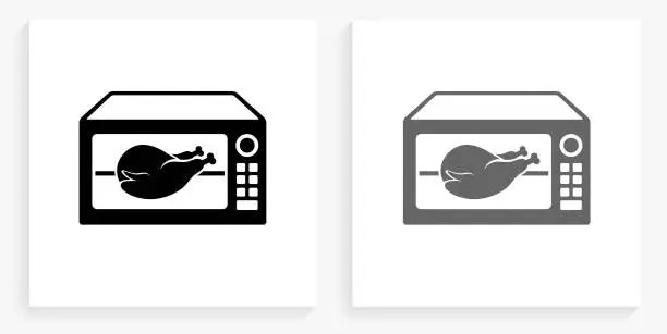 Vector illustration of Poultry Black and White Square Icon