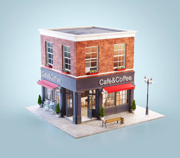 istock Unusual 3d illustration of a cozy cafe 1148969040