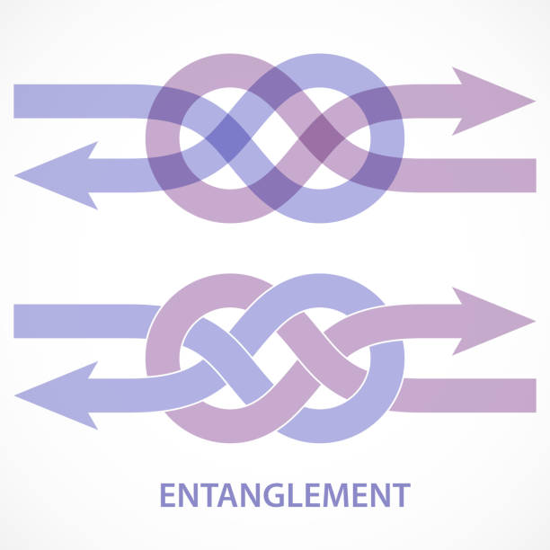 Carrick Bend At Arrow Series Directional arrow with carrick bend to representing conceptual entanglement. knitted cable stock illustrations