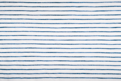 Blue striped fabric Linen close-up