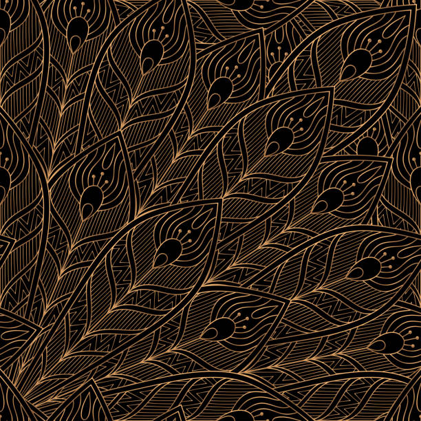 ilustrações de stock, clip art, desenhos animados e ícones de peacock feathers royal pattern seamless. luxury background vector. premium design - embrulhado ilustrações