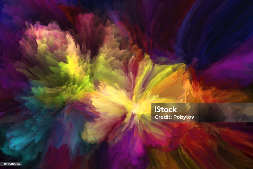 Color in motion, metaphor on the subject of design, creativity and imagination abstract painted background, digital and watercolor painting Abstract stock illustration
