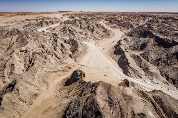 moon landscape swakopmund namibia aerial moonscape canyon - extreme terrain desert africa landscape imagens e fotografias de stock