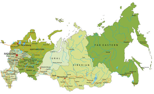 分離されたレイヤーで非常に詳細な編集可能政治ロシアの地図。 - former soviet union map russia war点のイラスト素材／クリップアート素材／マンガ素材／アイコン素材