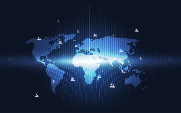 istock Global network connection. World map point and line composition concept of global business. Vector Illustration 1148981749